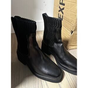 Homers Sierra Crosta Leather Heeled Boots Size 10 Sleek Black